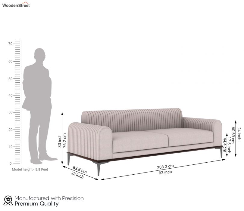 Lorenz 3 Seater Sofa (Cotton, Jade Ivory)