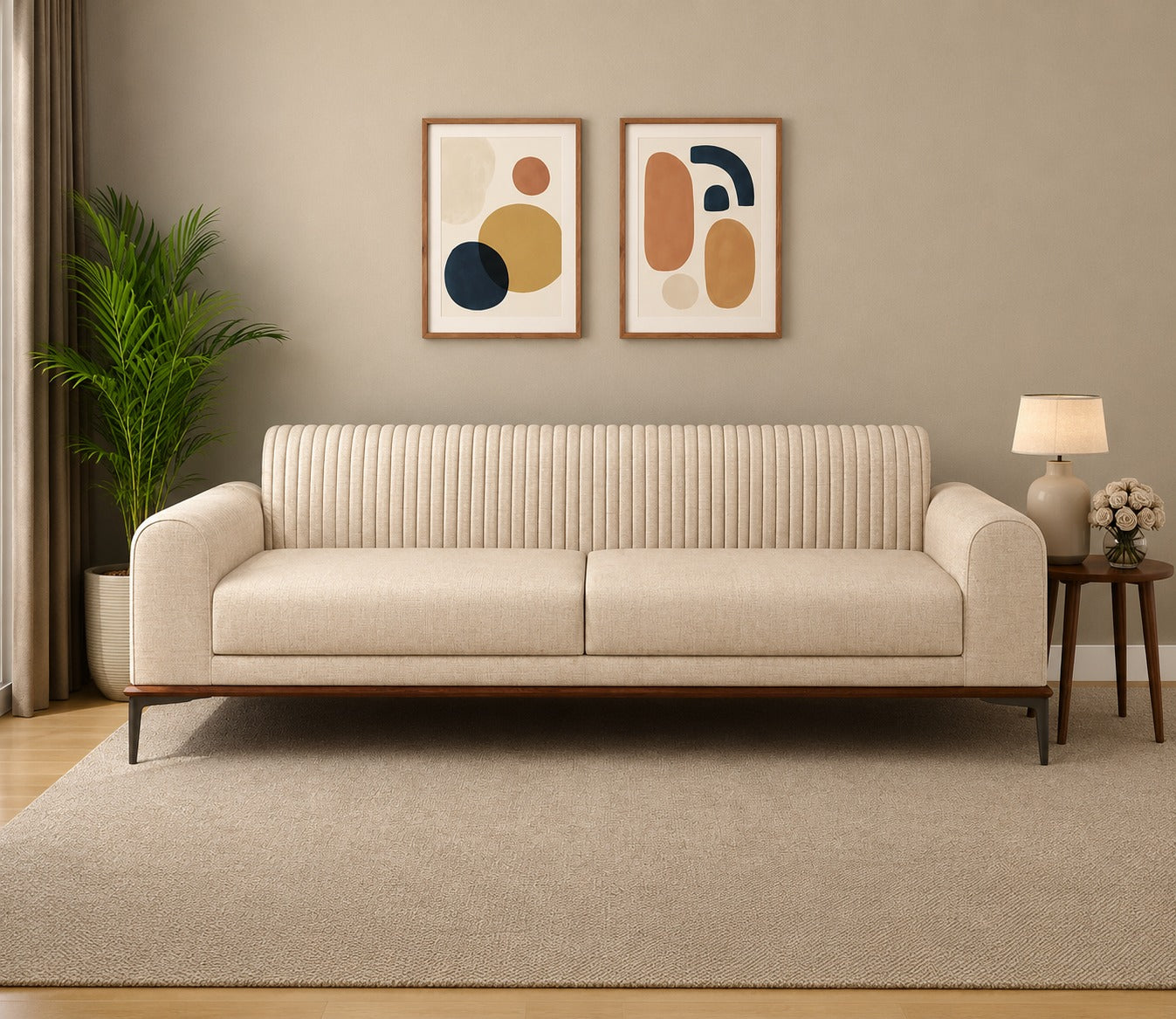 Lorenz 3 Seater Sofa (Cotton, Jade Ivory)